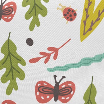 Butterfly Ladybug Leaf Twill