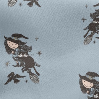Flying Witch Cat Crow Jersey Backed Fleece