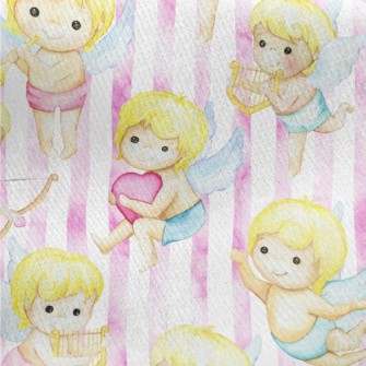 Watercolor Cupid Jersey Backed Fleece