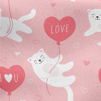Kitten I Love You Balloon Jersey Backed Fleece