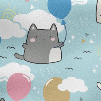 Blue Sky And White Clouds Kitt Jersey Backed Fleece