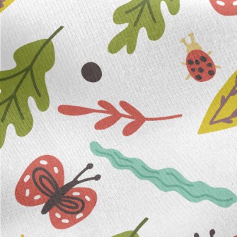 Butterfly Ladybug Leaf Jersey Backed Fleece