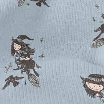Flying Witch Cat Crow Stretch Jersey