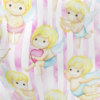 Watercolor Cupid Lightweight Cotton Poplin
