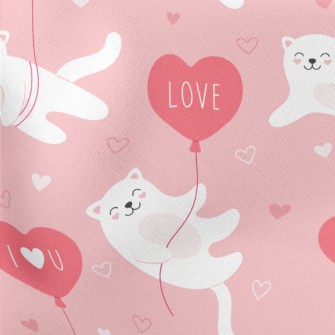 Kitten I Love You Balloon Lightweight Cotton Poplin