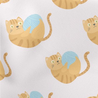 Striped Cat Yarn Ball Lightweight Cotton Poplin