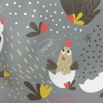 Cuckoo Chicks Breaking Eggs Lightweight Cotton Poplin