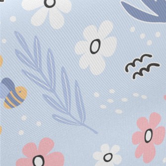 Garden Bees Flying Midweight Cotton Poplin