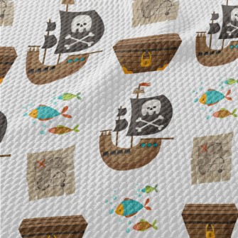 Pirate Ship Treasure Chest Birdseye Piqué