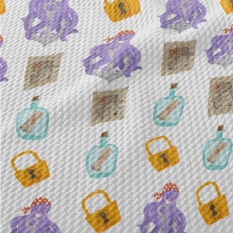 Octopus Pirate Treasure Map Birdseye Piqué