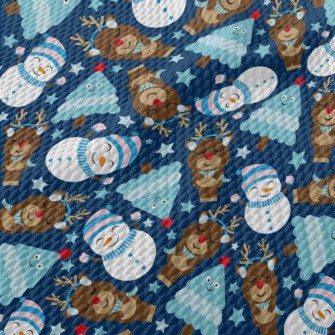 Christmas Tree Reindeer Snowma Birdseye Piqué