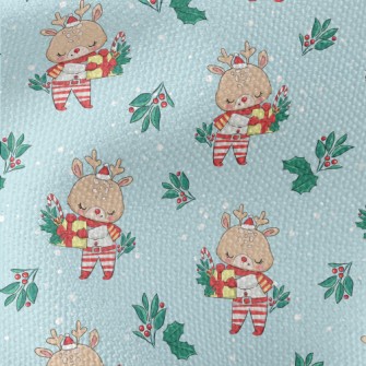 Christmas Reindeer Holding Gif Waterproof Canvas