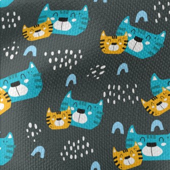Smiling Cat Family Waterproof Canvas