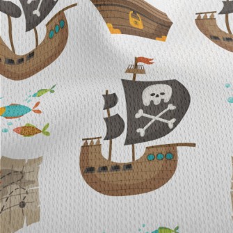 Pirate Ship Treasure Chest Athletic Mesh Flat Back