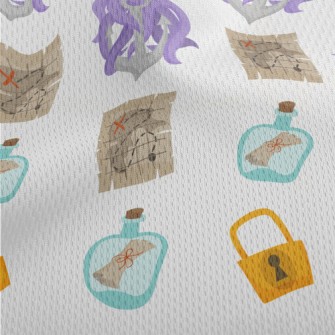 Octopus Pirate Treasure Map Athletic Mesh Flat Back