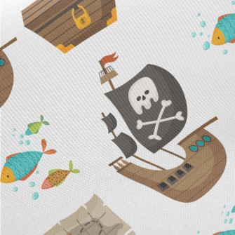 Pirate Ship Treasure Chest Twill