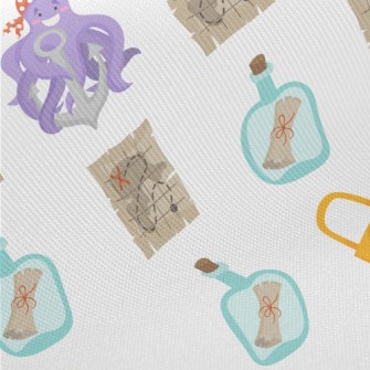 Octopus Pirate Treasure Map Twill