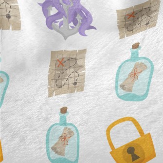 Octopus Pirate Treasure Map Minky