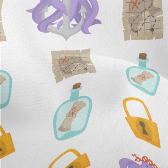 Octopus Pirate Treasure Map Lightweight Performance Linen