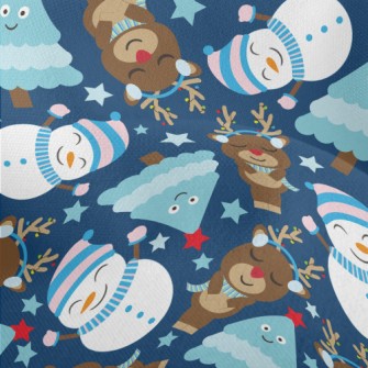 Christmas Tree Reindeer Snowma Lightweight Performance Linen