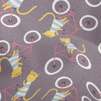Kitten Riding A Bicycle Lightweight Performance Linen