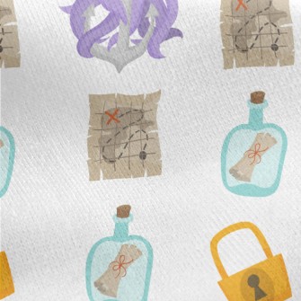 Octopus Pirate Treasure Map Jersey Backed Fleece