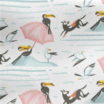 Toucan And Seagull Jersey Backed Fleece