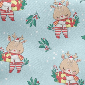 Christmas Reindeer Holding Gif Jersey Backed Fleece