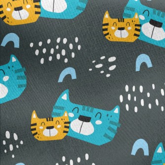 Smiling Cat Family Jersey Backed Fleece