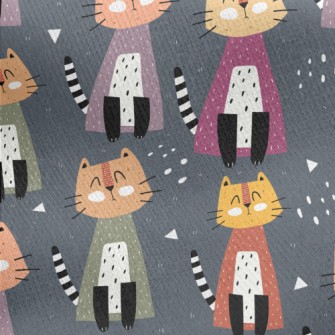 Cute Sitting Cat Jersey Backed Fleece
