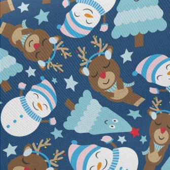 Christmas Tree Reindeer Snowma Midweight Cotton Poplin