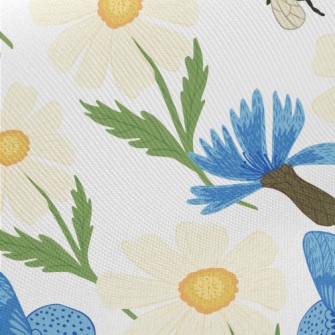 Realistic Butterfly And Bee Midweight Cotton Poplin