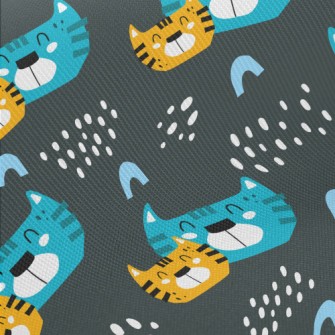 Smiling Cat Family Midweight Cotton Poplin