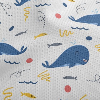 Happy Whale And School Of Fish Athletic Mesh Flat Back