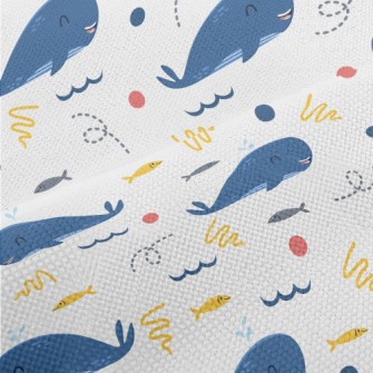 Happy Whale And School Of Fish Performance Linen