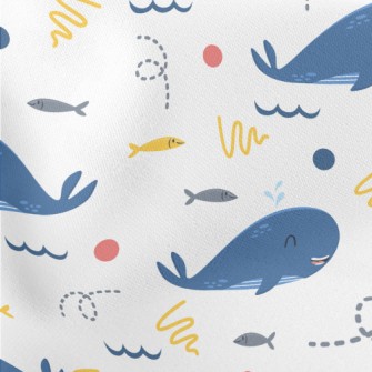 Happy Whale And School Of Fish Stretch Ponte