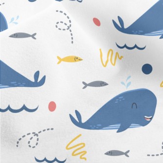 Happy Whale And School Of Fish Micro Fleece