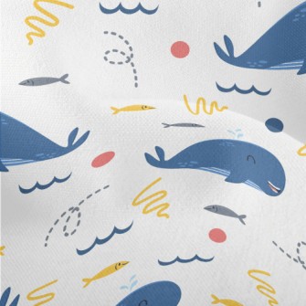 Happy Whale And School Of Fish Lightweight Performance Linen