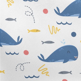 Happy Whale And School Of Fish Pongee