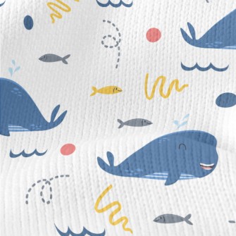 Happy Whale And School Of Fish Stretch Jersey