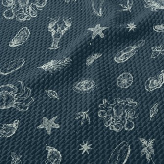 Realistic Hand-drawn Seafood Birdseye Piqué