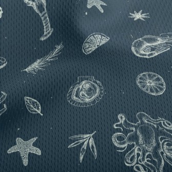 Realistic Hand-drawn Seafood Athletic Mesh Flat Back