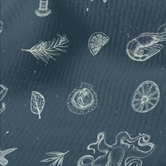 Realistic Hand-drawn Seafood Terry