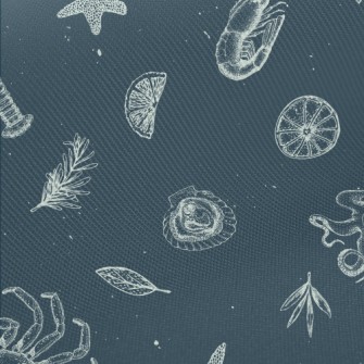 Realistic Hand-drawn Seafood Twill