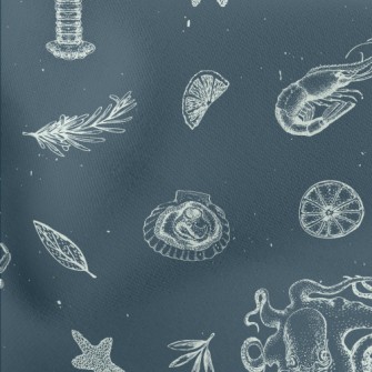 Realistic Hand-drawn Seafood Stretch Ponte