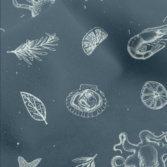 Realistic Hand-drawn Seafood Micro Fleece