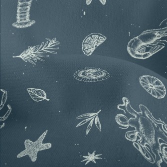 Realistic Hand-drawn Seafood Lightweight Performance Linen