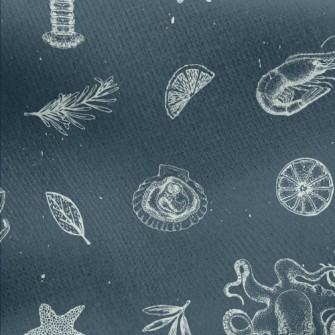 Realistic Hand-drawn Seafood Jersey Backed Fleece