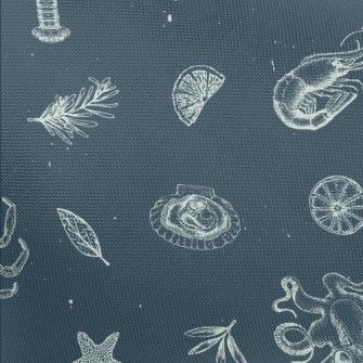 Realistic Hand-drawn Seafood Pongee