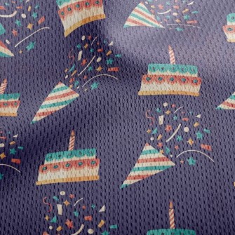 Birthday Colorful Cake Athletic Mesh Flat Back